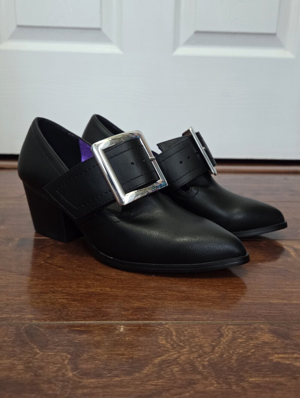 Strange Cvlt Black Vegan Leather Grimm Booties With Silver Buckle Witchy Size 5 - Picture 2 of 7